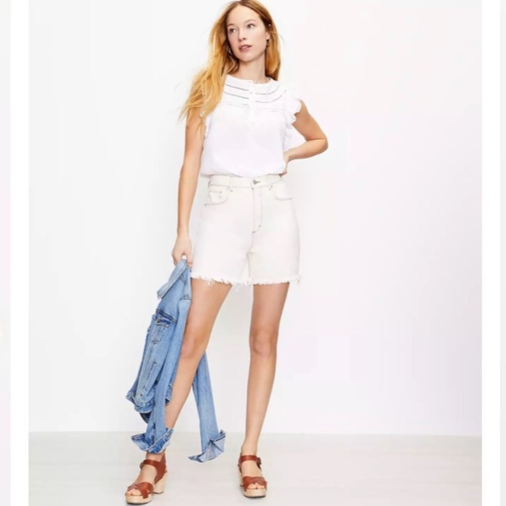 LOFT High-Waist Boyfriend Denim Shorts - Picture 3 of 13